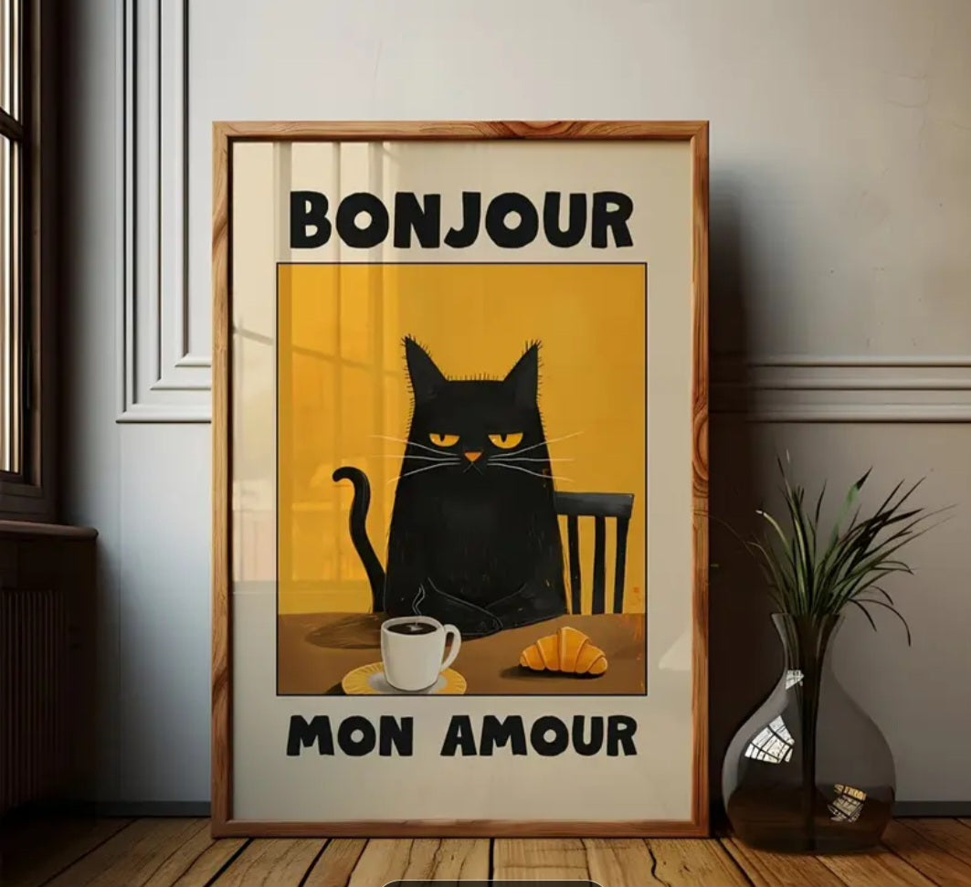 Toile Art Déco Chat