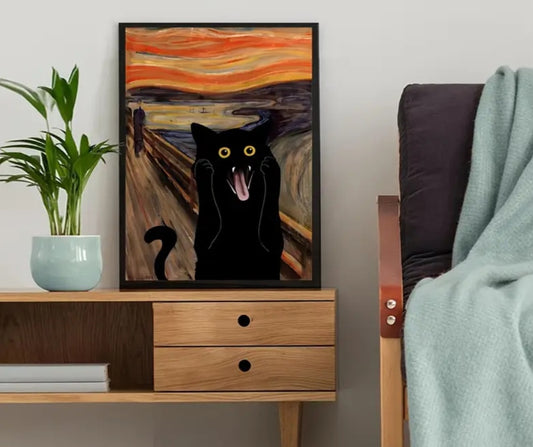 Toile Art Déco Chat Hurlant 🙀