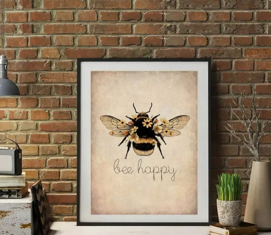 Toile Art Déco Bee Happy 🐝